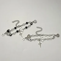 New Trendy Y2K Couple Bracelets For Women Girl Hollow Pentagram Guitar Pendant Beaded Bracelet Friends Jewelry Gift - Image 3