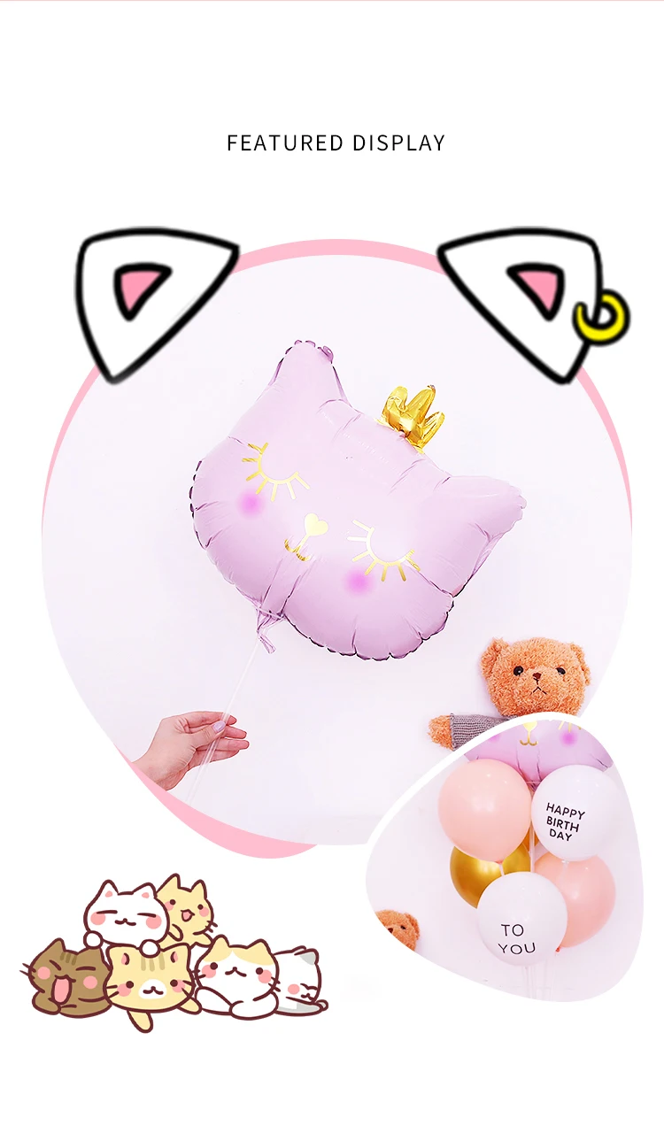 Nette Katze Folie Luftballons Mädchen Prinzessin Thema Party Hochzeit Valentines Tag Glücklich Geburtstag Dekoration Ballon Baby Dusche Globos – Detail 4