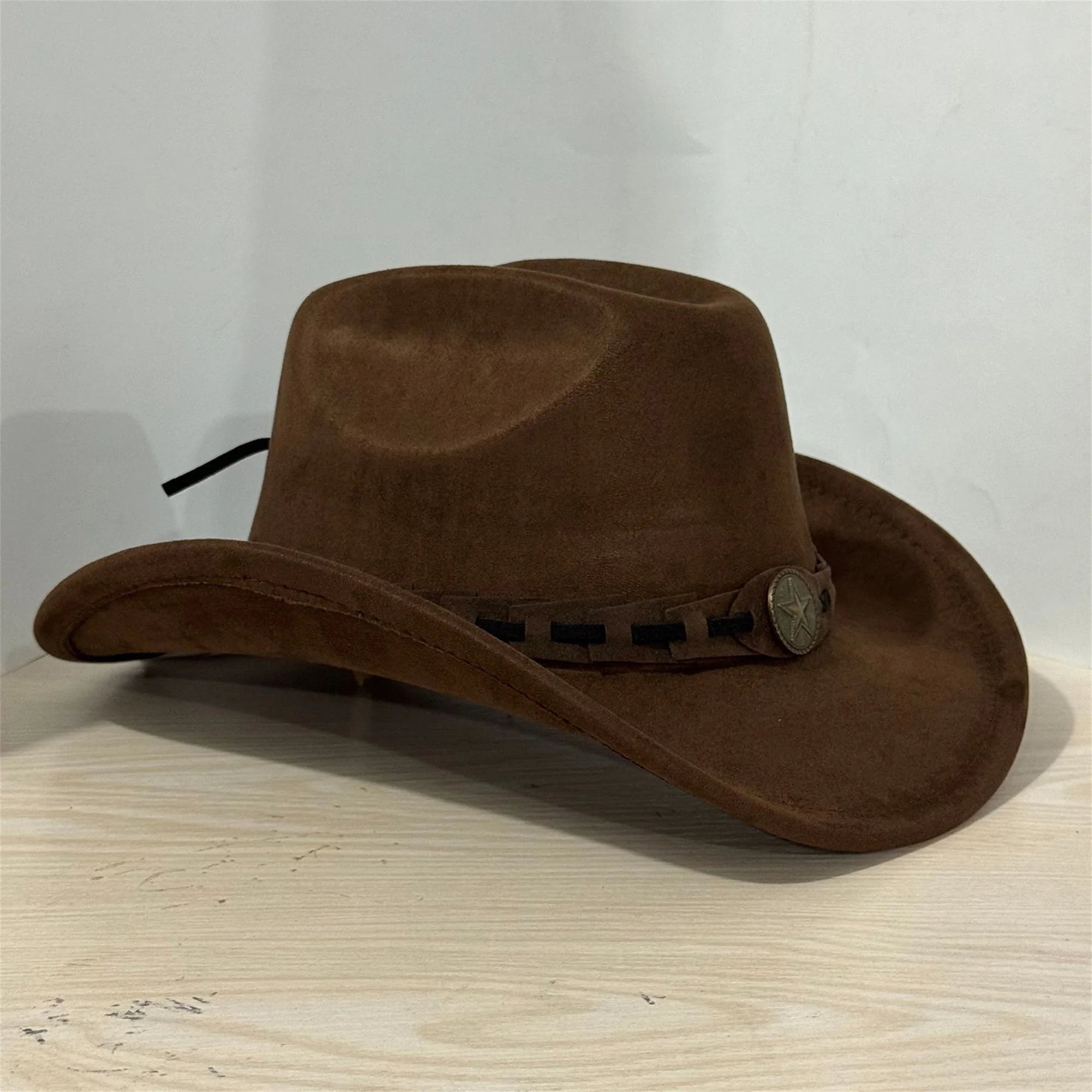 Vintage Style Black Cowboy Hat with Silver Concho Band and Wide Brim - Classic Western Headwear for Men and Women