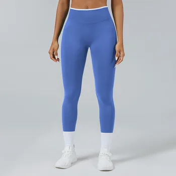 PTEVEO LOGO Pantaloni sportivi da yoga senza cuciture Pantaloni sportivi europei e americani in tinta unita