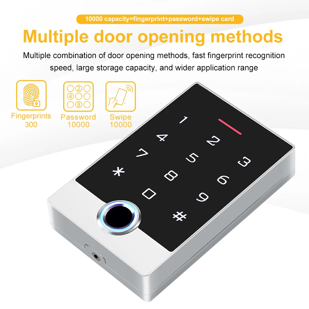 Access Control Keypad Fingerprint Access Control Keypad Fingerprint Door Opener WiFi Tuya App Door Access Control System NFC IC RFID Card Reader Metal Case Fingerprint Access Control Keypad Wifi Remote Unlock