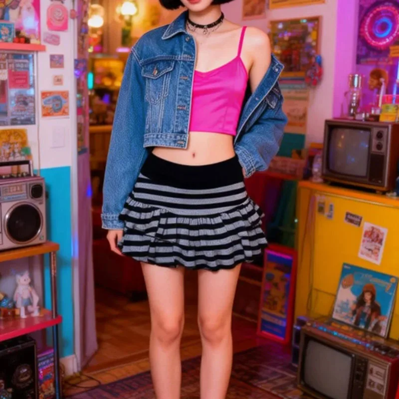 Lovely Sweet Y2K Spice Girl Mini Fashion Skirt Retro Harajuku Streetwear Fashion Subculture Skirt Slim Skirt Lady 2000S - Image 2