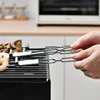 2/5/10Pcs Double Needle Stainless Steel Barbecue Skewer Reusable BBQ Skewers Double-Ended BBQ Fork Semi-automatic Barbecue Fork 6