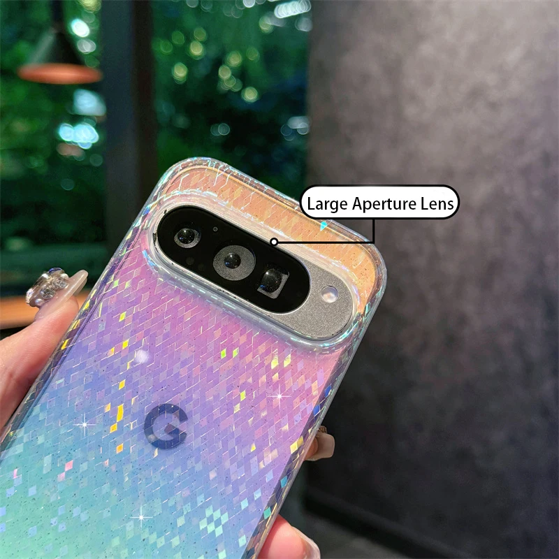 Glitter Bling Diamond Grid Gradient Color Magnetic Wireless Charging Case
