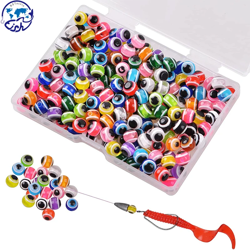 100PCSFishingEyeballsColorFishingLineBeadsPlasticRoundMixed