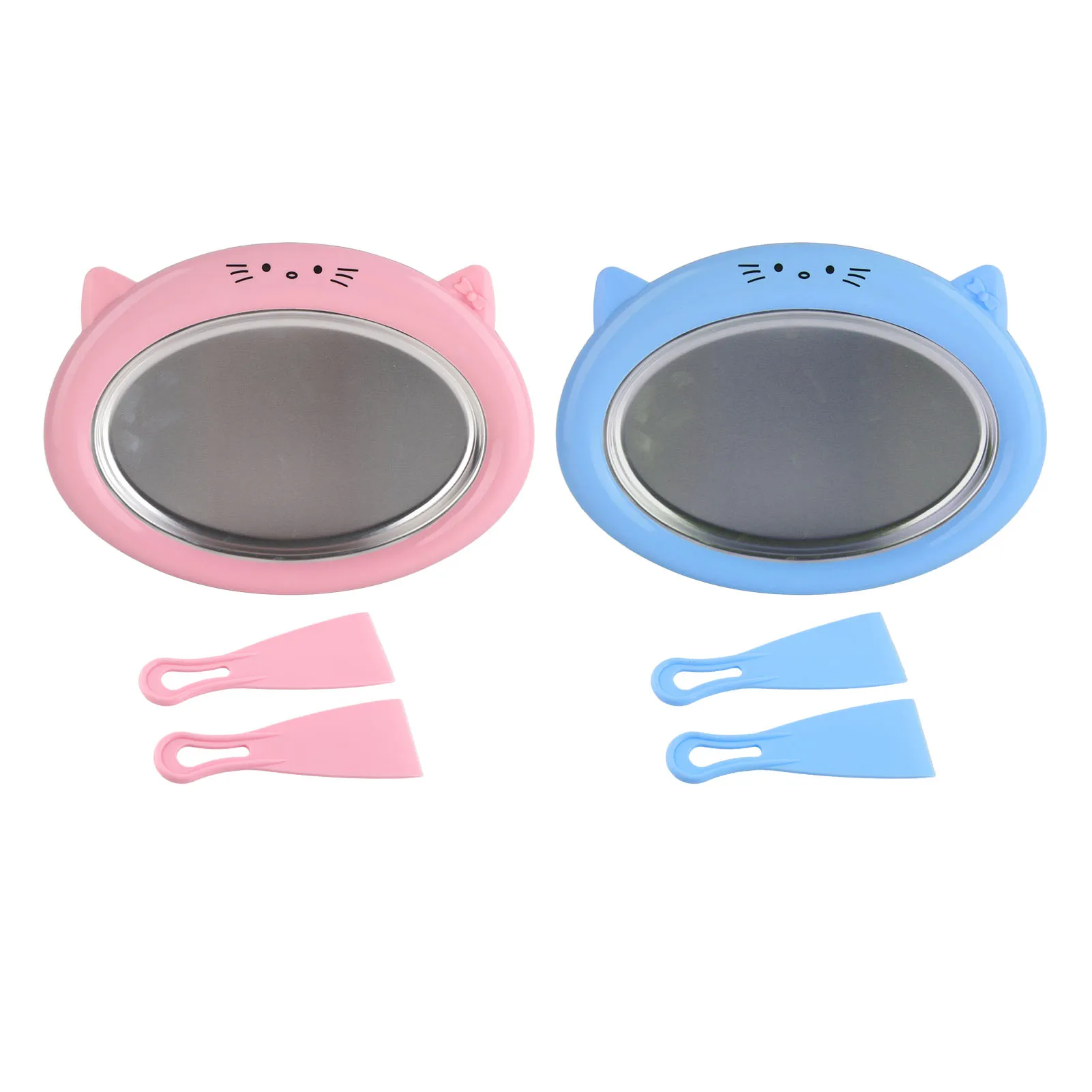 Ice Cream Maker Pan with 2 Scrapers Multifunctional Food Plate Durable Rolled Homemade Rolled Cream Frozen Yogurt Gelato