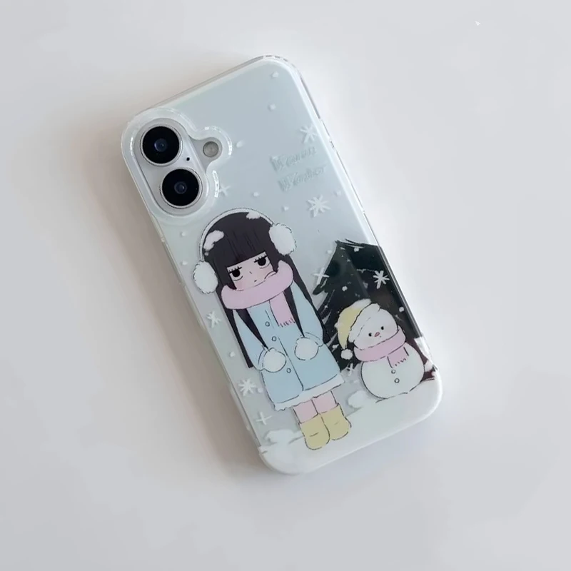 Cute Manga Girl Snowy Sky Phone Case - Trendy & Versatile Design