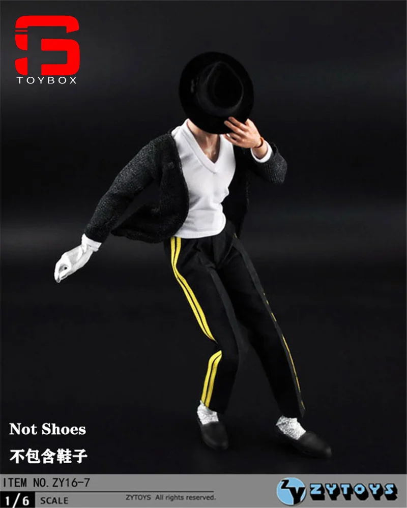 ZYTOYS ZY16-7 1/6 Male Soldier Michael Jackson MJ Black Hip-Hop Suit Model Accessories Fit 12'' Action Figure Body