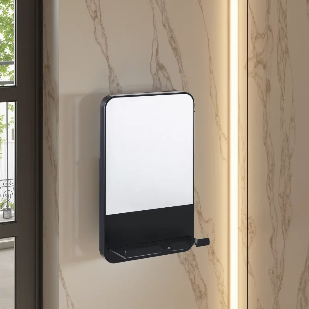 กระจกห้องน้ำ TAILI พร้อมถาดเก็บของ, ที่วางมีดโกน, ถ้วยดูดแบบถอดได้, ป้องกันการแตก, กระจกห้องน้ำแบบไม่เกิดฝ้า 1