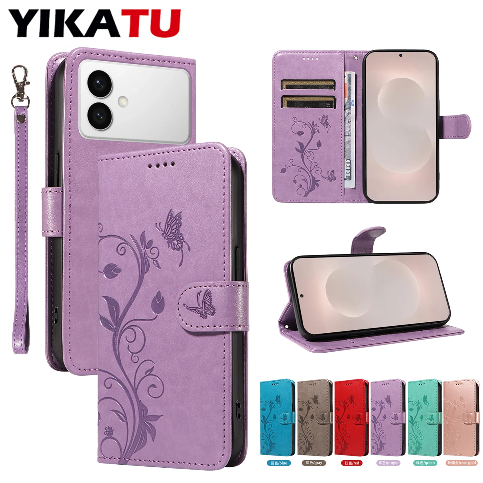 Leather Wallet Phone Case with Flip Cover Design