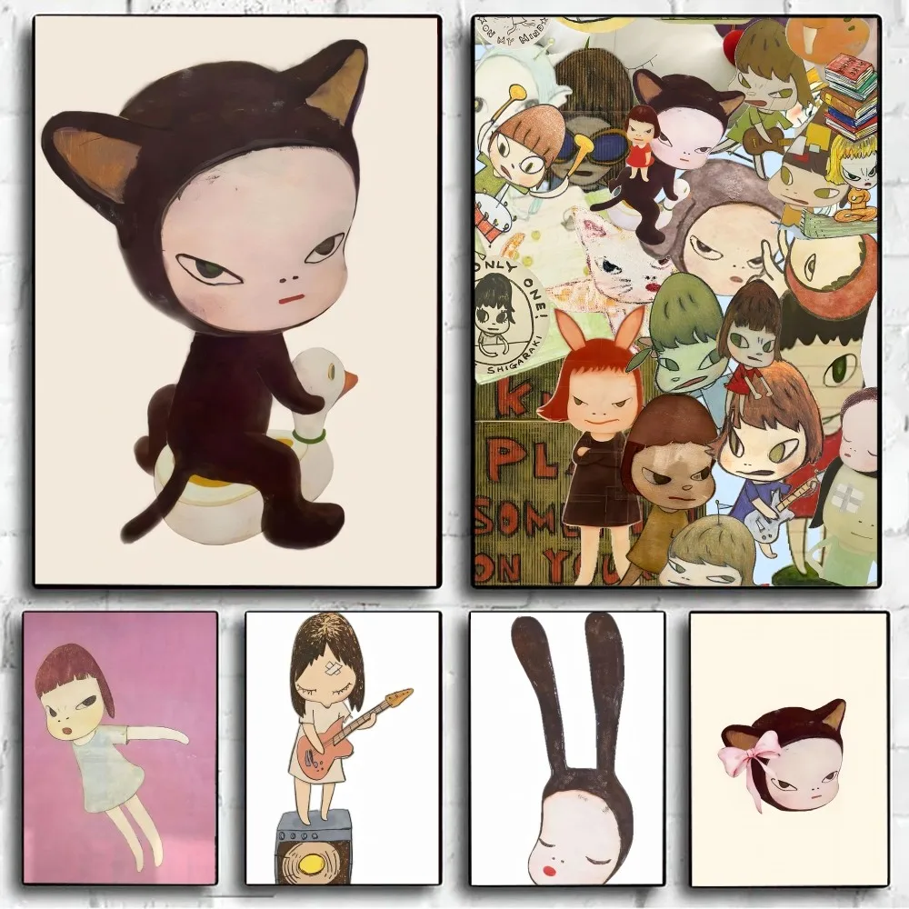 Y-Yoshitomo Nara Poster No Framed Poster Kraft Club Bar Paper Vintage Wall Art Painting Bedroom Study Stickers