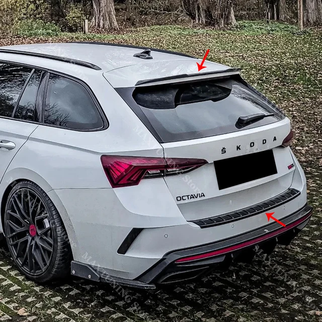 Maxton Style Trunk Roof Spoiler Caps For Skoda Octavia MK4 Standard RS vRS Combi 2020-2024 Tail Wing Splitter Body Kit Tuning 1