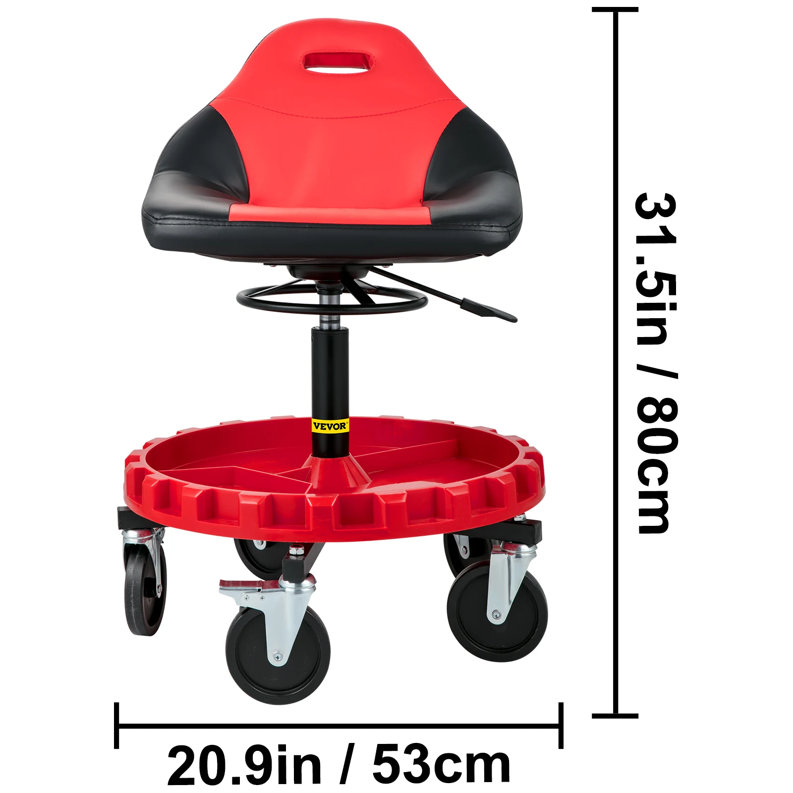 Adjustable Height Garage Stool with Tool Tray