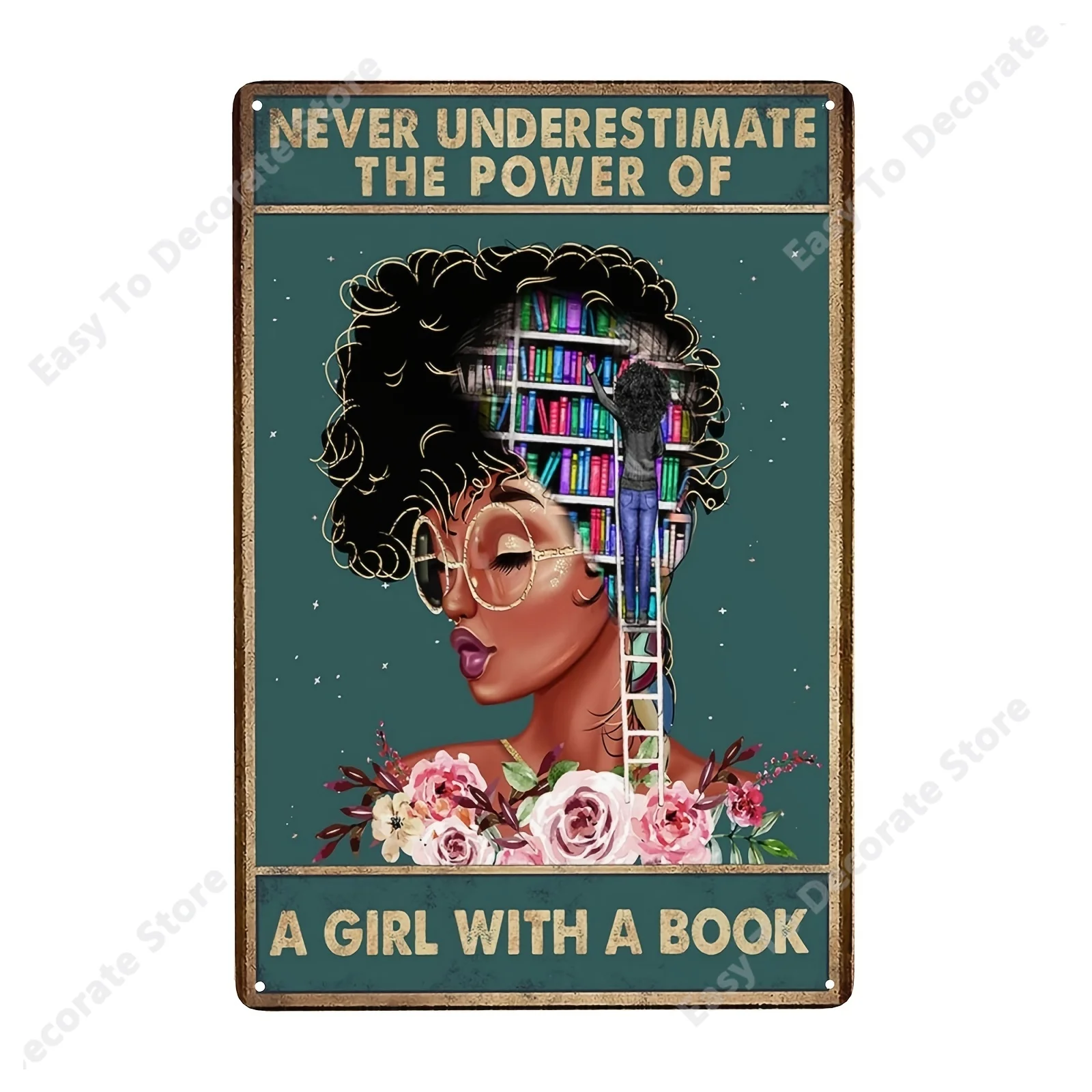 

Chic Tin Sign, Women Book Wall Art Decor, Retro Vintage Kitchen Bathroom Wall Decor, Bedroom Wall Decor, Cafe Living Room