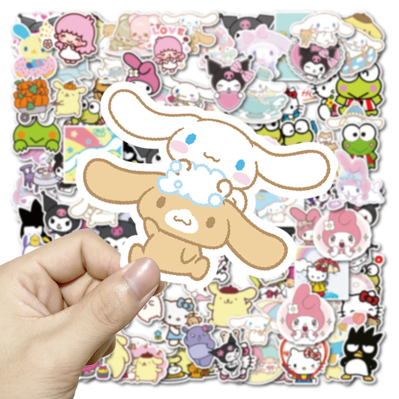

10/50/100Pcs Kawaii Sanrio Waterproof Stickers Fridge Suitcase Skateboard Helmet Cute Cinamonroll Stickers Kuromi Hellokitty Toy
