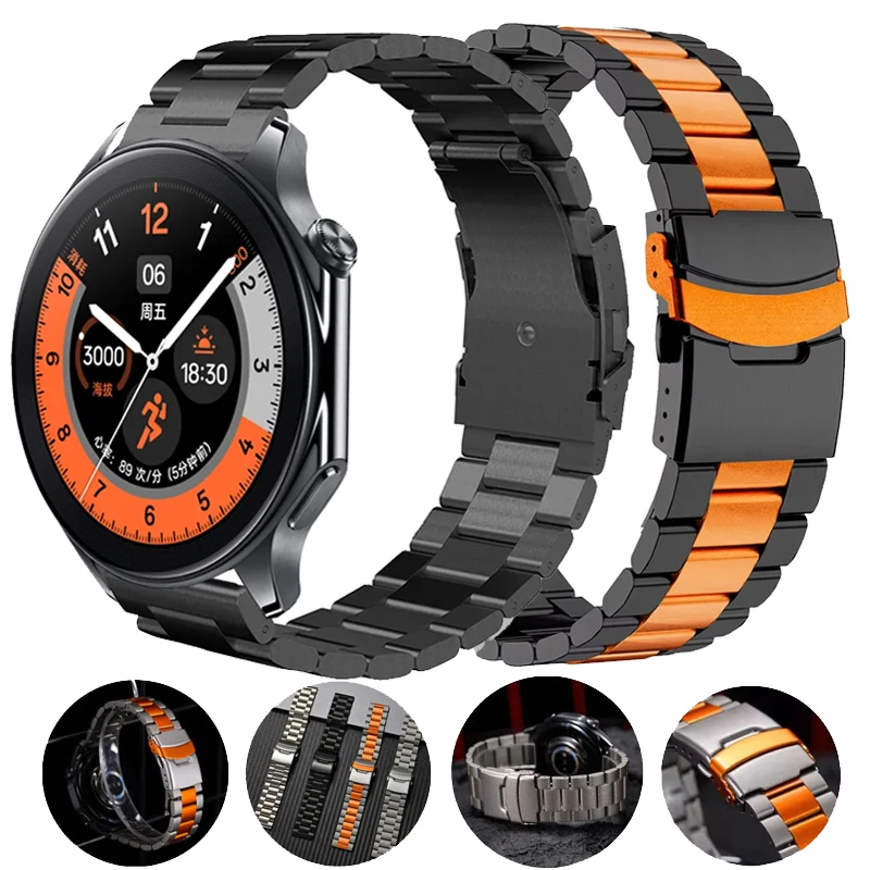 22mm Luxury Stainless Steel Watch Strap - Premium Metal Band Bracelet