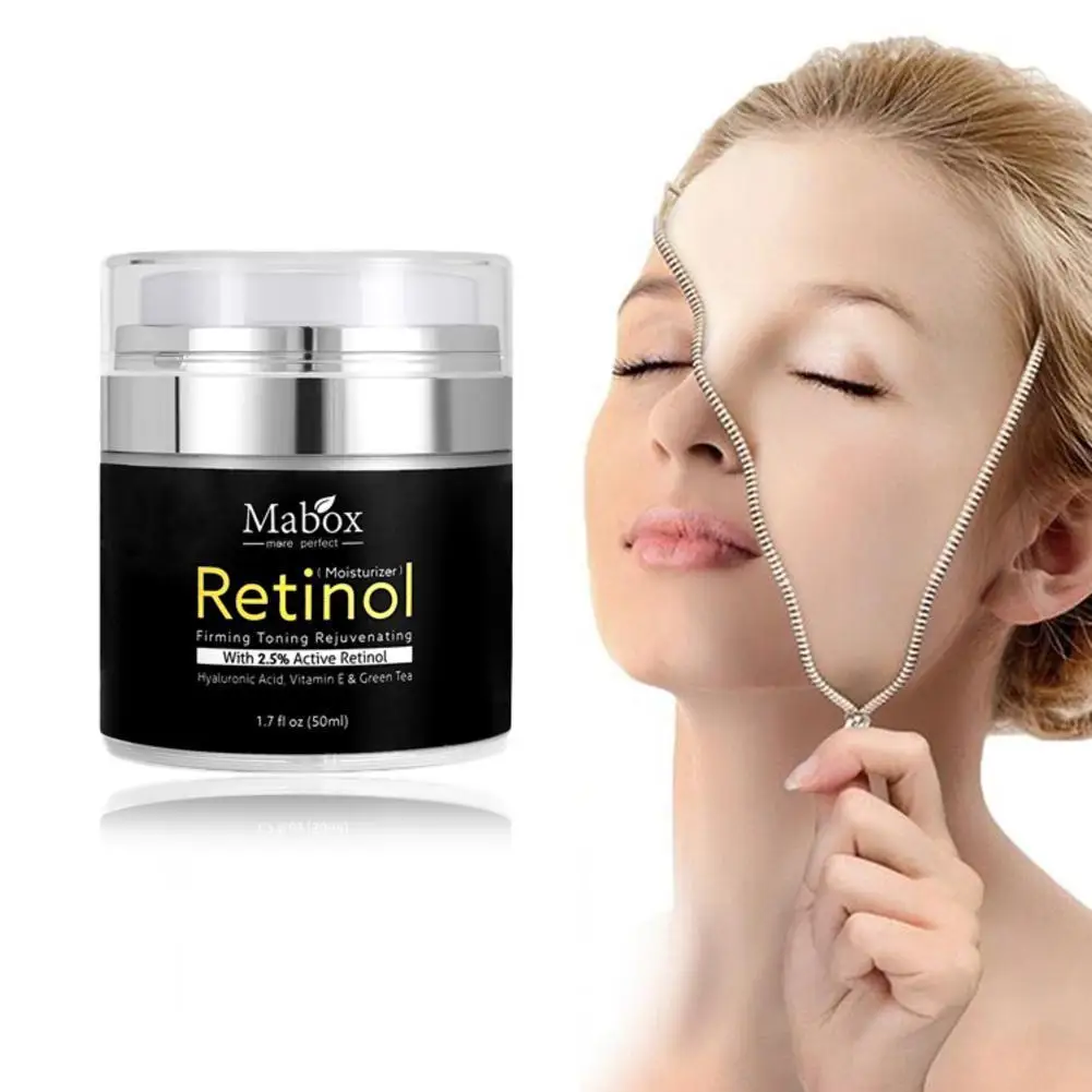 

Mabox 50ml Retinol 2.5%Moisturizer Face Cream Hyaluronic Acid AntiAging Remove Wrinkle Vitamin E Collagen Smooth Whitening Cream