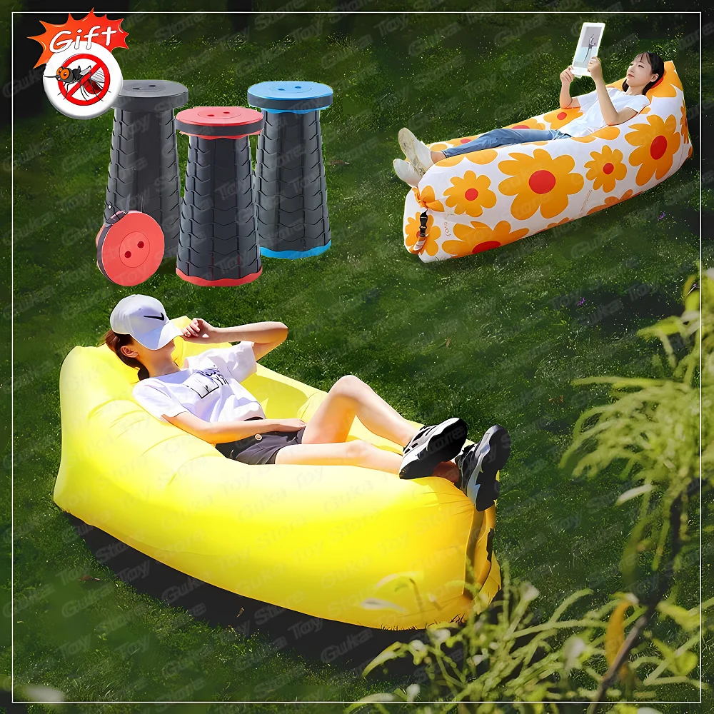 야외 틱윈 네트워크 휴대용 캠핑 소파 매트리스, 음악 축제 콘서트 안락 의자, 빨간 공기, 게으른 팽창식 소파 가방 