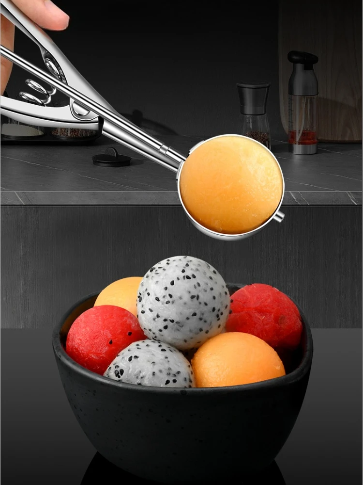 Description Picture 4 of itemIce Cream Scoop Stainless Steel Ice Cream Scoop Ice Pop Scoop Multi-Functional Spherical Mold Fruit Scoop Watermelon Scoop Tool