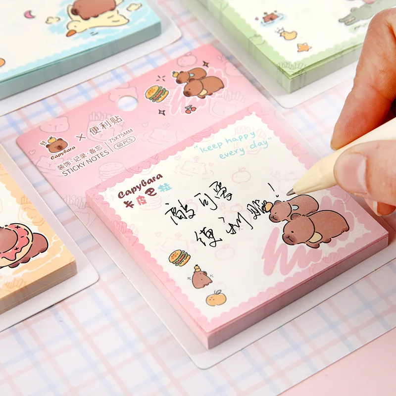 4 pcs/lot Happy Capybara Memo Pad N Times Sticky Notes To Do List Planner Sticker Cute Stationery Deco Art Supplies Gift 3