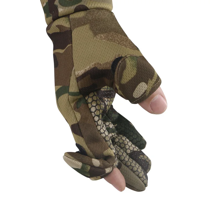 Guanti Tattici Mimetici con Velluto Spesso per Allenamento all'Aperto, Equitazione Invernale, Moto, Dita Intere, Uomo, Palmo, Guida Invernale - immagine 5