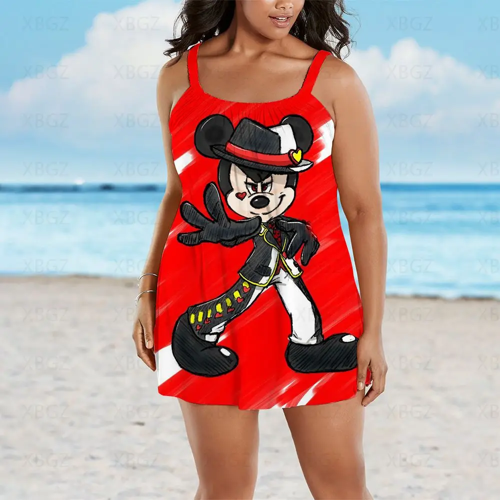 Plus Size Summer Outfits Women's Dresses Free Shipping Loose Woman 2022 Cartoon Boho 9xl Mouse Disney Sexy Print - Plus Dresses - AliExpress