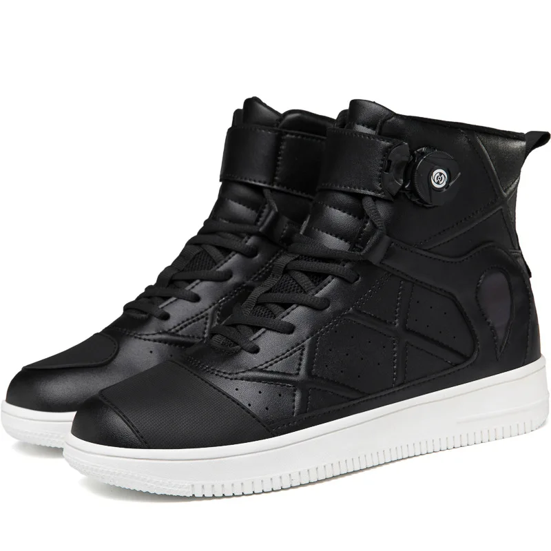 Motorcycle Shoes Motorcycle Boots Black Leather Motorcycle Shoes Anti-slip Motocross Boots Men's Shoes Touring Biker Boots Rubber Sole Motorcycle Equipment