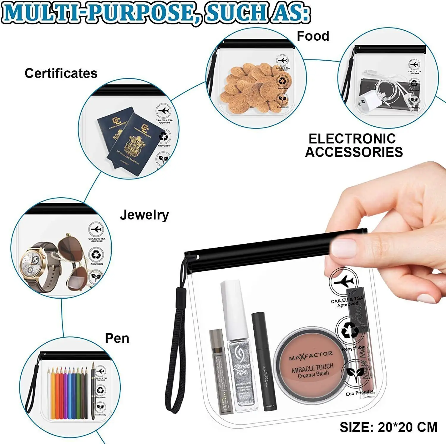 1pcs Luggage Transparent Travel Use Leakproof Flight Make Up Waterproof For Women Reusable Airport Security Toiletry Bag 4