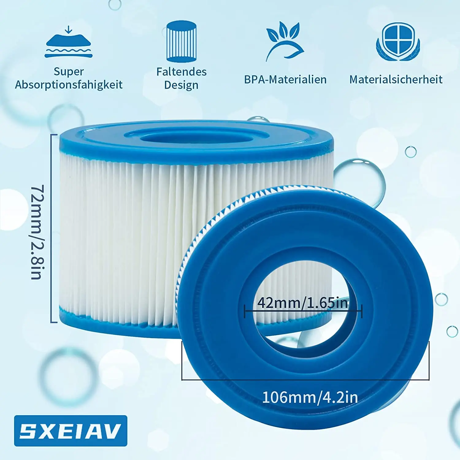 Type S1 Spa Filter 29011E for All Intex PureSpa 28429E Replacement for Intex 29001E Hot Tub Filter Cartridge Easy Set Pool Spa