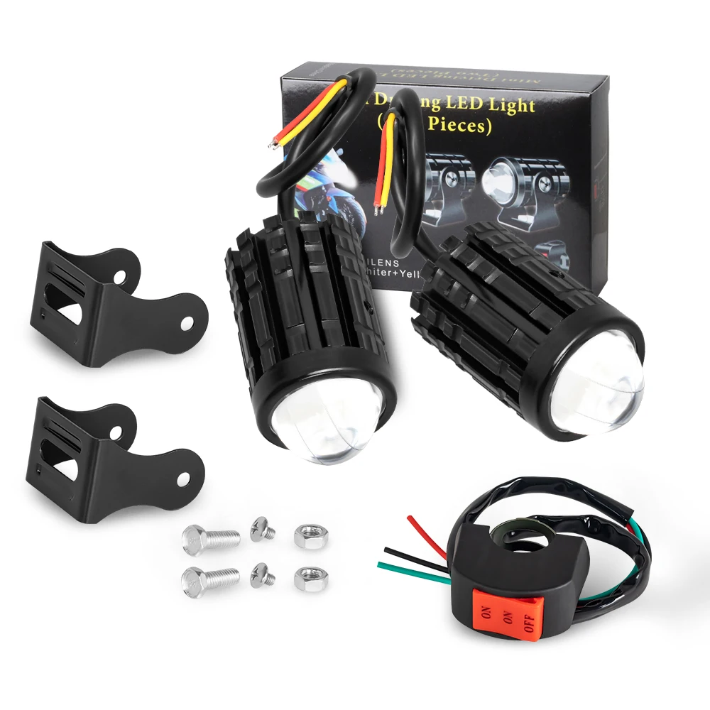 Motorcycle Headlight Super Bright LED Explorers Projector Fisheye Lens Fog Auxiliary Spotlights