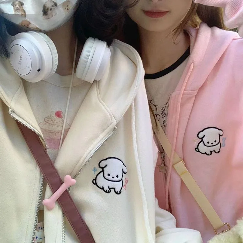 Japanese autumn and spring hoodies for teen girls student Casual Loose Jacket kawaii lolita matching loose gothic trend hooded