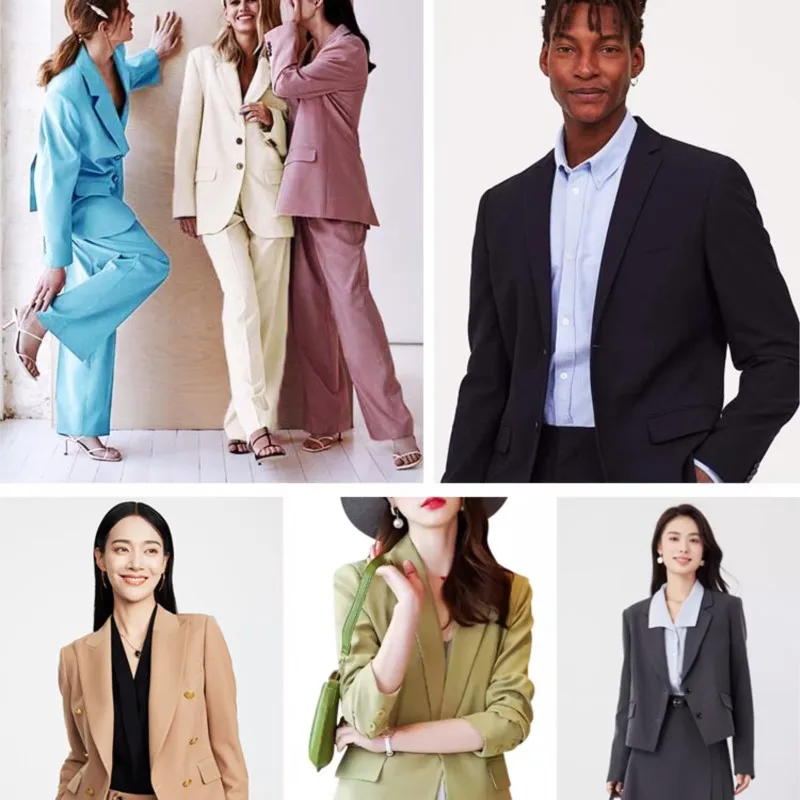 High Quality Spring and Autumn Micro Elastic Suit Fabric Men's Women's Trousers Wrapped Skirt Vest Uniform Fashion Polyester