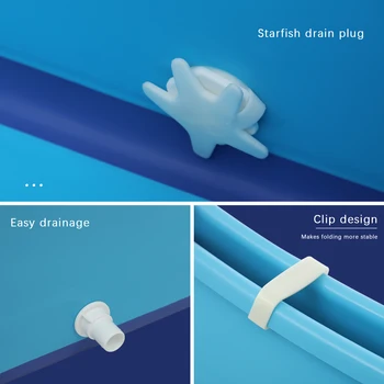 Portable Bathtub Folding Cold Plunge Tub PP Bathtub Kids SPA Bath Bucket Ice Bath Tub Indoor Outdoor Warm Tub Blue 2