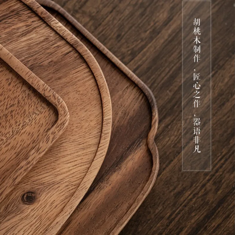 Wooden serving tray tea tray Natural Texture Rectangle Wooden Tea Tray Serving Table Plate Snacks Food Storage Dish for Hotel Home