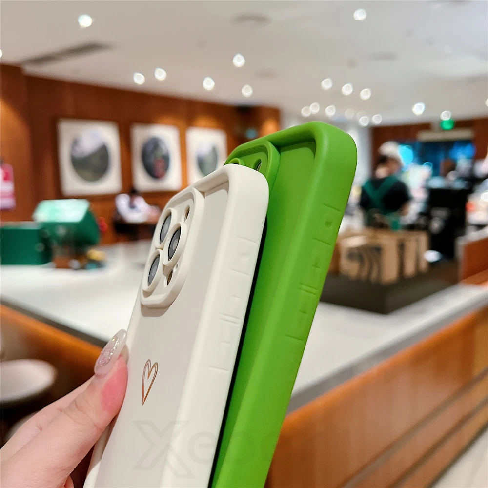 Crossbody Lanyard Strap Heart Thickened Silicone Case for iPhone 15 Pro Max 14 13 12 11 XR XS 7 8 Plus SE Soft Protection Cover 5
