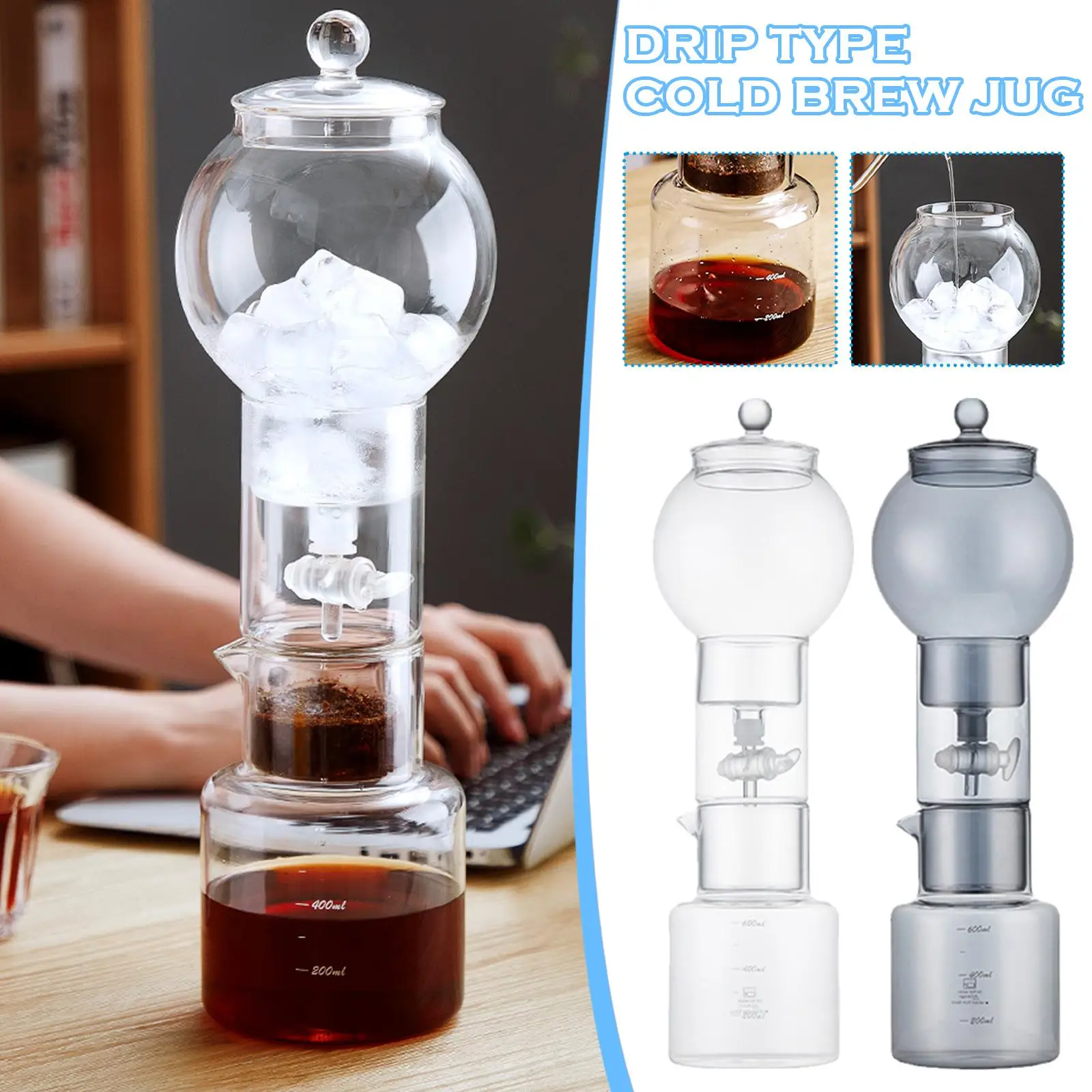 

1L Water Drip Coffee Maker Espresso Coffee Cold Brew Ice Percolator Glass Pot Reusable Tools Dripper Machine Filter Y2G3