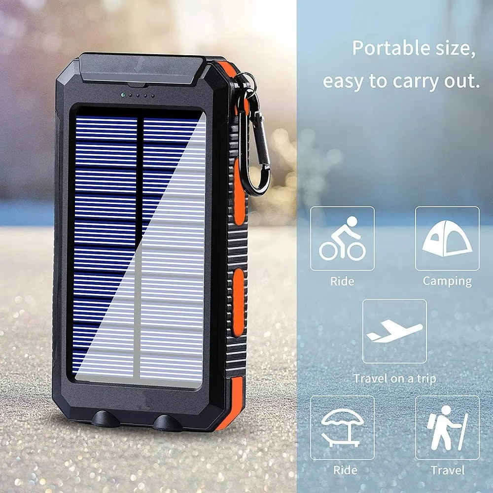 Power Bank Solare 50000mAh, Caricabatterie Portatile, Batteria Esterna con Luce LED Potente per Tutti gli Smartphone - immagine 2