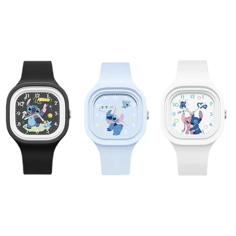 Disney Stitch Uhr für Kinder Mickey Mouse Minnie Cartoon Silikon Sport uhr niedlichen quadratischen wasserdichten Armbanduhr Kinder Geschenke