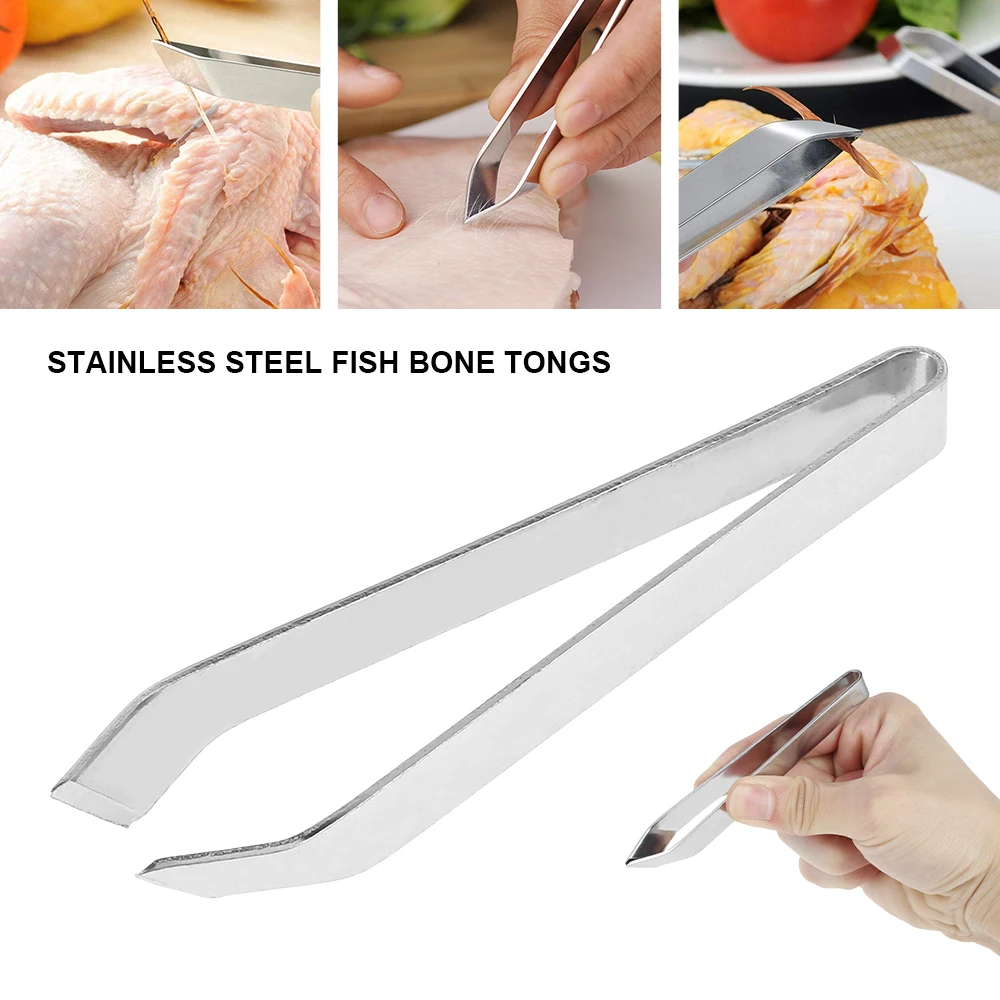 Fish Bone Tweezers Portable Stainless Steel Fish Bone Tweezers Pincer Puller Remover Tongs Kitchen Gadgets