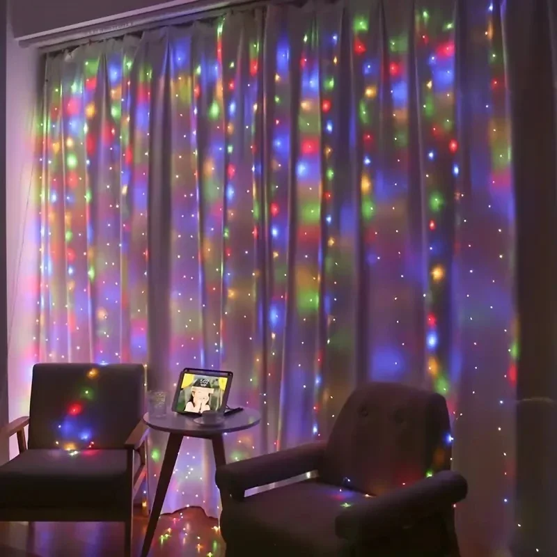 Description Picture 4 of item3/4/6M USB Curtain Fairy Light String Christmas Decoration Garland Wedding Party Holiday Halloween Home Bedroom 8 Mode LED Light