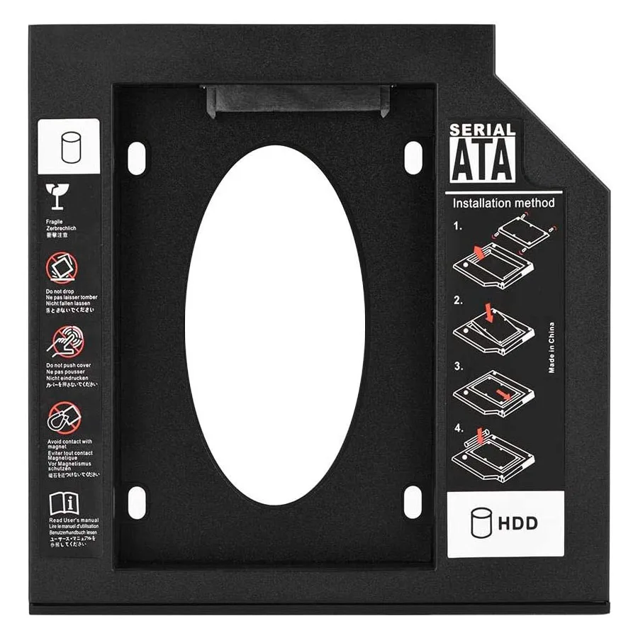 9.5mm 12.7mm 노트북 광학 베이 HDD SSD 캐디 플라스틱 하드 드라이브 브래킷 슬림 하드 디스크 마운팅 프레임 (노트북 광학 드라이브용)