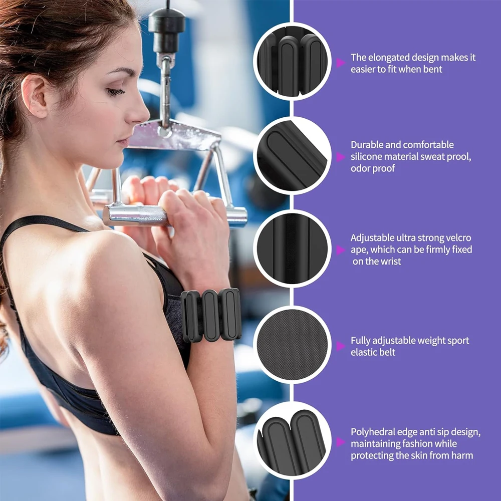1Pair Adjustable Ankle & Wrist Weights 1Lbs/0.45kg Each Wearable Silicone Straps ankle straps ankle wrist weights