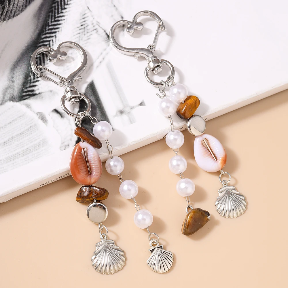 Aihua Chic Ins Sommer Strand Perlenmuschel Schlüsselanhänger für Damen Mädchen Handtaschen-Rucksack-Anhänger Schlüsselring Handykette Schlüsselband Schmuckstücke