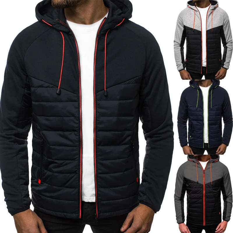 2023 Men's autumn and winter fashion patchwork hoodie jacket wool Sweatshirt knitting zipper long sleeve jacket