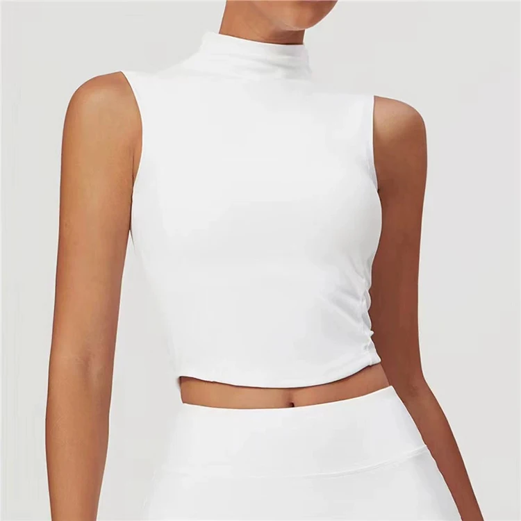 Yoga-Top für Damen, eng anliegend, mit hohem Halsausschnitt, für hochintensive Übungen und Fitness, Pilates-Taillenformer-Top – Detail 6