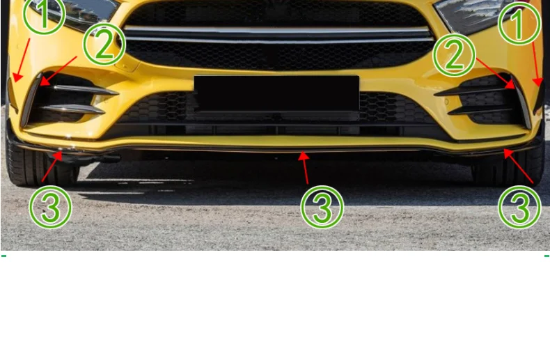 

7 шт., передний бампер для Mercedes Benz A W177 A180 A200 AMG ABS black/carbon fiber