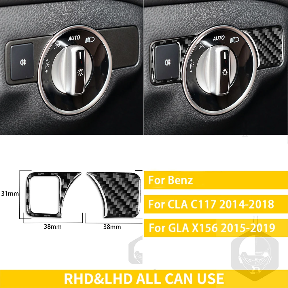 6 Pezzi Adesivi In ABS Carbonio Per Consolle Centrale Auto – Compatibile Con Mercedes CLA GLA Classe A W117 X156 W176 A180 2014-2018 RHD (Guida A Destra)