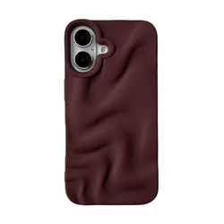 Elegant Wine Red 3D Water Ripples Phone Case - Soft Silicone Back Cover - iPhone 12 Pro Max (Wine Red)