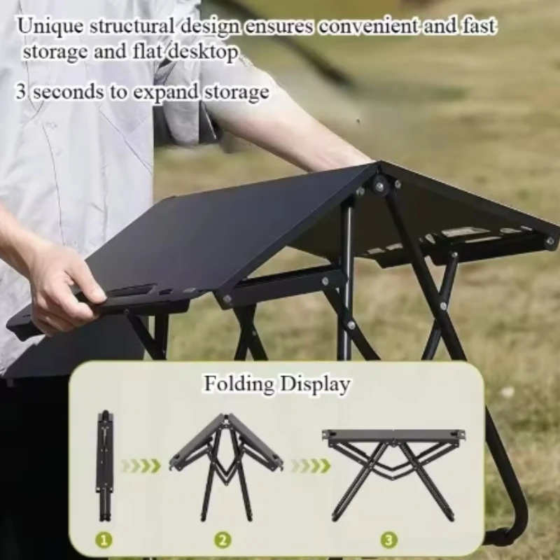 Multi functional outdoor folding table suitable for self driving and hiking camping dining table, quickly open the dining table
