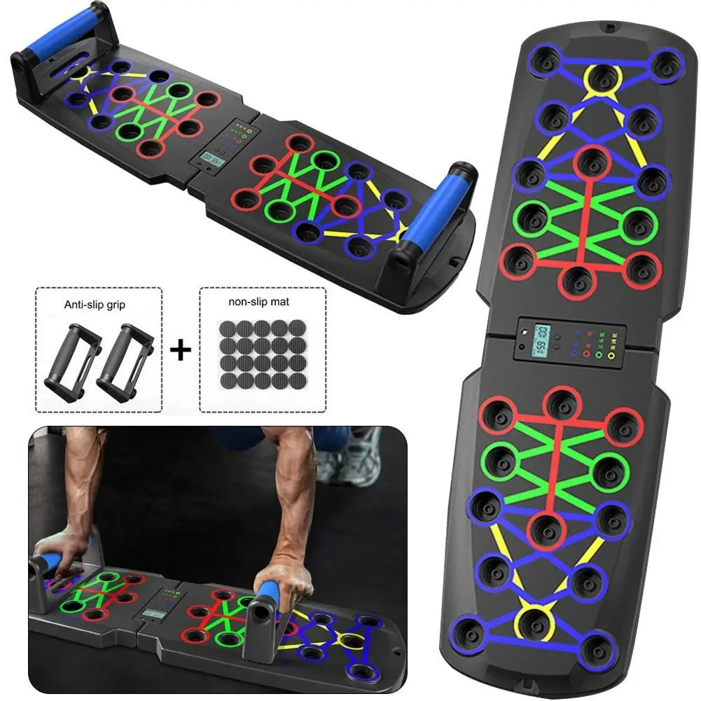 Portable Multifunctional Push-up Board Set With Handles Foldable Fitness Equipment For Chest Abdomen Arms And Back Training